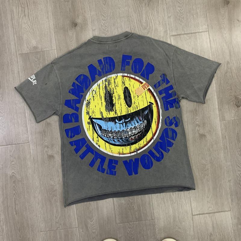 Vintage Washed Roughplay T-Shirt, Heavyweight White Ink Jesus Skull Print, Retro Rockabilly Bling Diamond Patchwork, American Hip Hop Unisex Streetwear Short Sleeve Cotton Tee