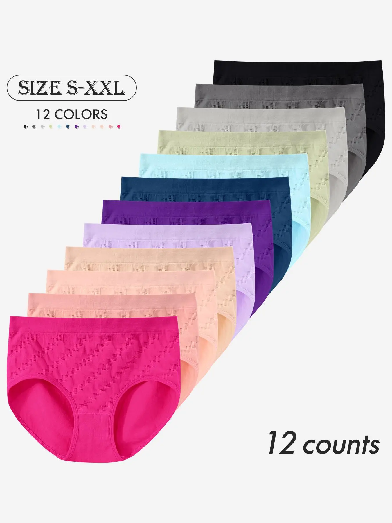 Women's Seamless Briefs, Breathable Mid-Waist Triangle Fitted Panties, 4/6/12/16 Pcs Pack, Casual Plain Design, All Seasons Comfort, Breathable Seamless Panty, Fitted Underwear Basic #GLOBAL PICKS