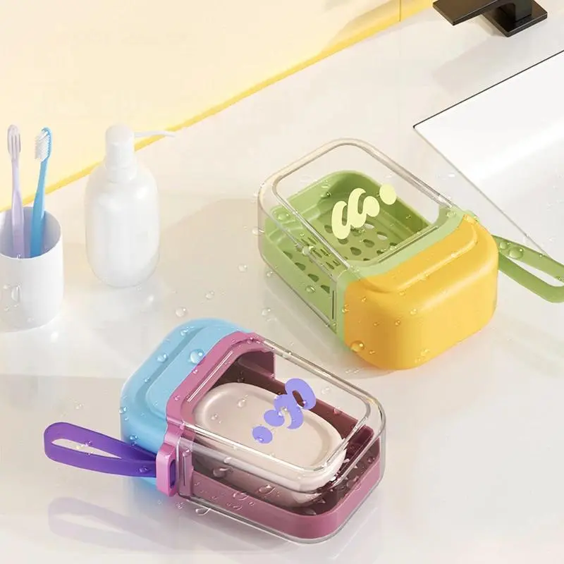 New Portable Soap Box Travel Mini Soap Box Sealed Drain With Lid Soap Box Transparent Light Luxury High-end