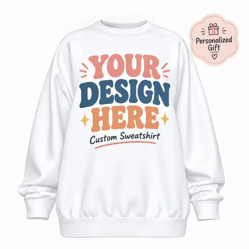 Custom Hoodie and Sweatshirt, Personalized Pullover Sweatshirt with Your Photo, Text or Logo, Upload Your Own Artwork, Long Sleeve Hooded Top with Drawstrings, Custom Printed Gift for Couples, Friends, Teams and Family Events