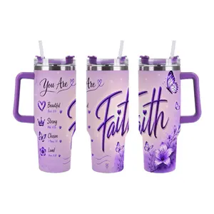 You Are Beautiful, Strong, Chosen & Loved Faith Tumbler – Purple Butterfly Christian Cup for Women, Inspirational Bible Verse Travel Mug, Meaningful Christian Gift for Mom, Sister & Best Friend