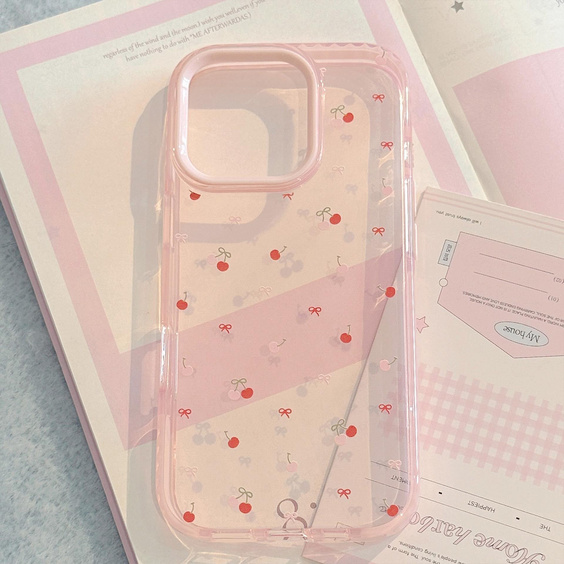 Sweet Cherry Clear Soft Silicone Case for iPhone 17 Pro Max 15 14 13 11