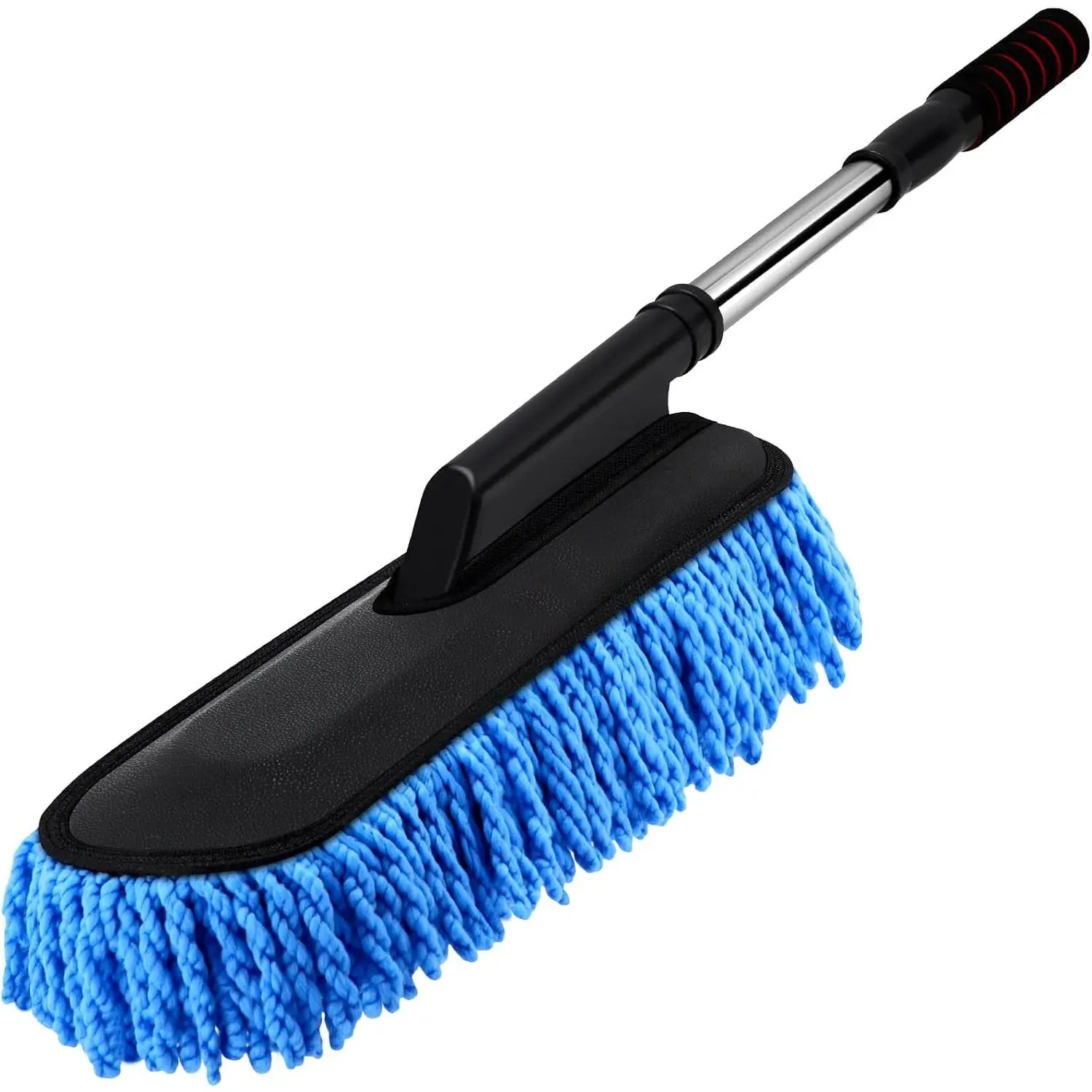 1 Pack Synthetic Microfiber Car Duster Cleaner, Retractable Steel Extendable Handle, Scratch-Free Soft Brush Kit for Automotive Interior & Exterior Cleaning, Blue Car Wash Accessories