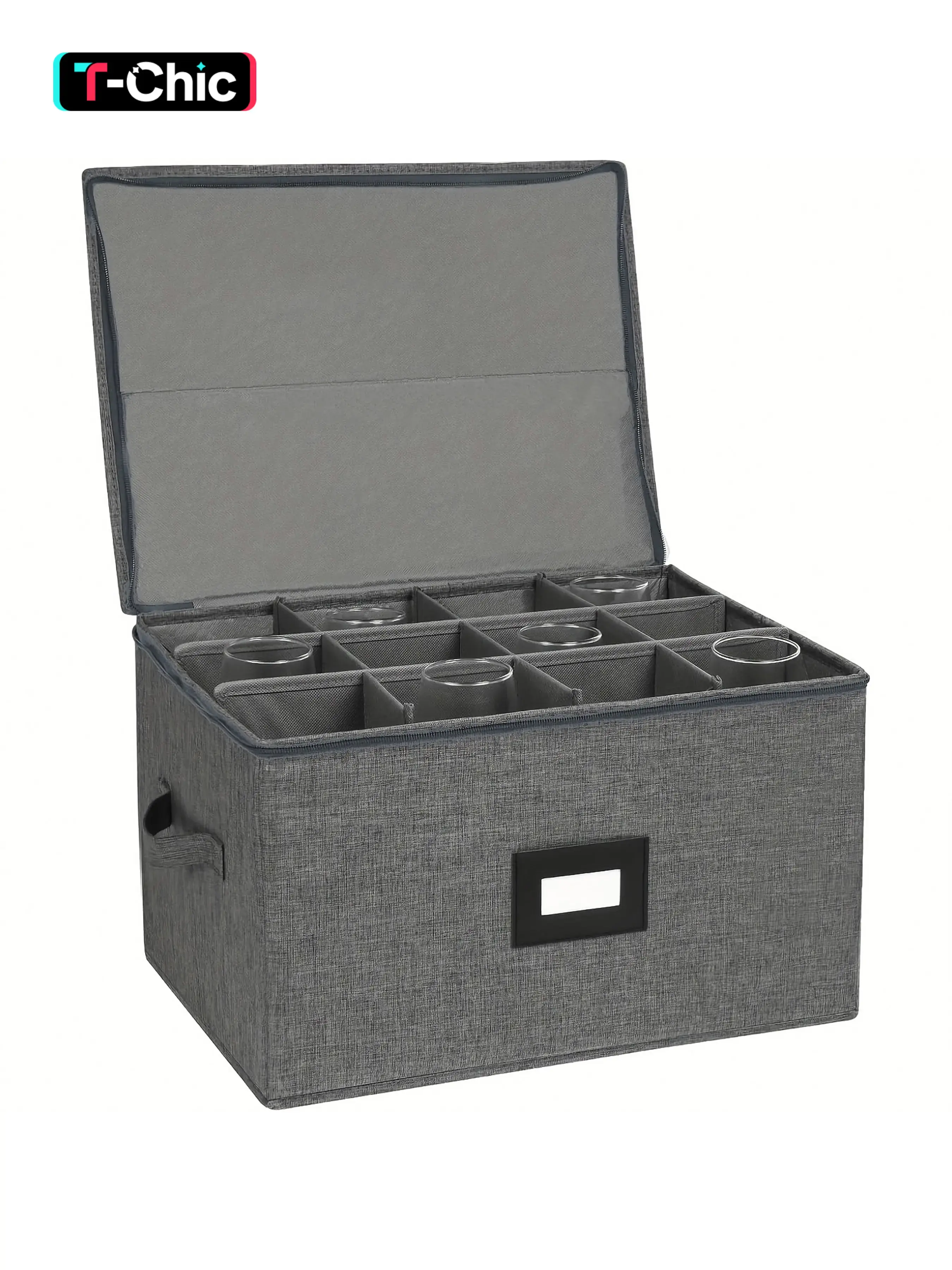 Stackable Wine Glass Storage Box, High Footed Cup Holder with Dividers, Multi Compartment, Ideal for Glasses & Crystal Cups, Moving Use Design, Storage Organizer