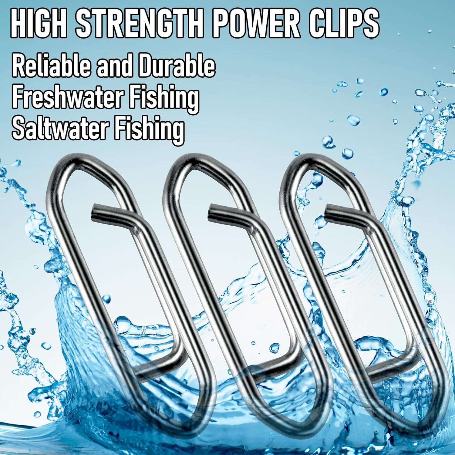 50pcs Fishing Lure Quick Clips in 3 Sizes, High Strength Stainless Steel Fish Clip Buckle Connectors, Fishing Tools for Saltwater & Freshwater Fishing