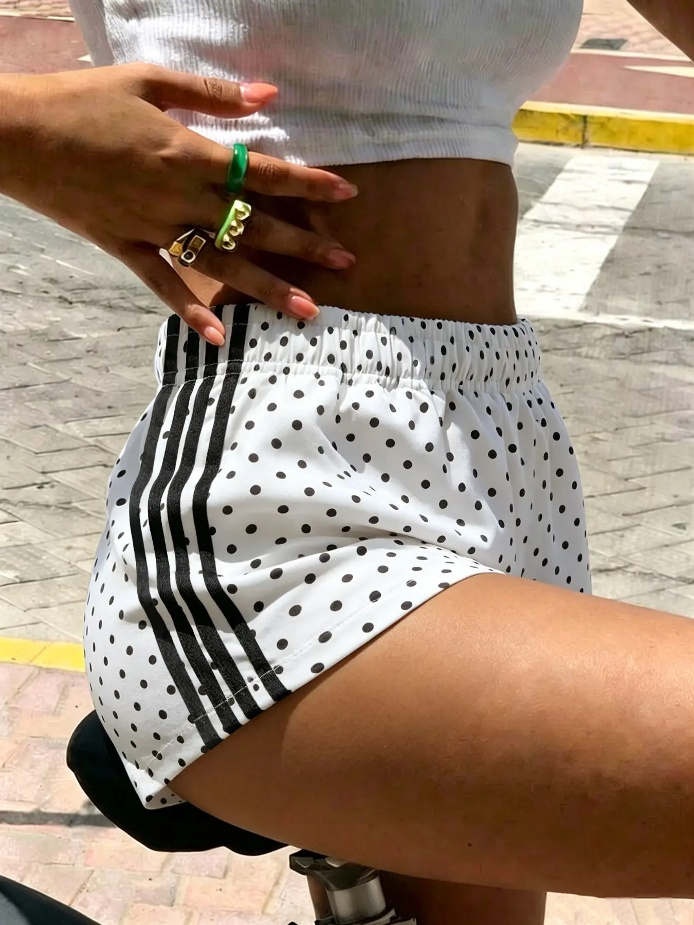 Y2K Polka Dot and Solid Color Shorts for Women, Elastic Waist Loose Fit Casual Sports Running Shorts, Summer Beach Street Style Gym Shorts