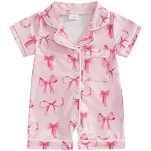 Newborn Summer Pajamas Baby Boy Girl Button Down Romper Cute Infant Sleepwear One-Piece Pjs