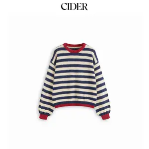 Cider Knit Mohair-blend Striped Contrasting Binding Oversized Top