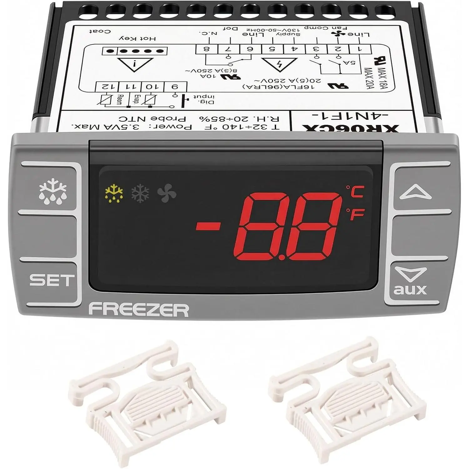 for Dixell XR06CX-4N1F1 Temperature Controller, Digital Thermostat for 120V Commercial Refrigerator & Freezer,  NTC Input, Compressor Fan Defrost Control