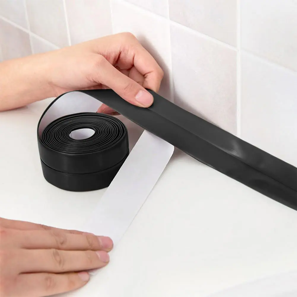 Black  Sealing Caulk Tape, Bath& Kitchen Remodel Items Self Adhesive Peel & Stick Caulking Strip for Tub Toilet Sinks Floor Tile Wallpaper Backsplash Trim, DIY Friendly Bathroom Accessories
