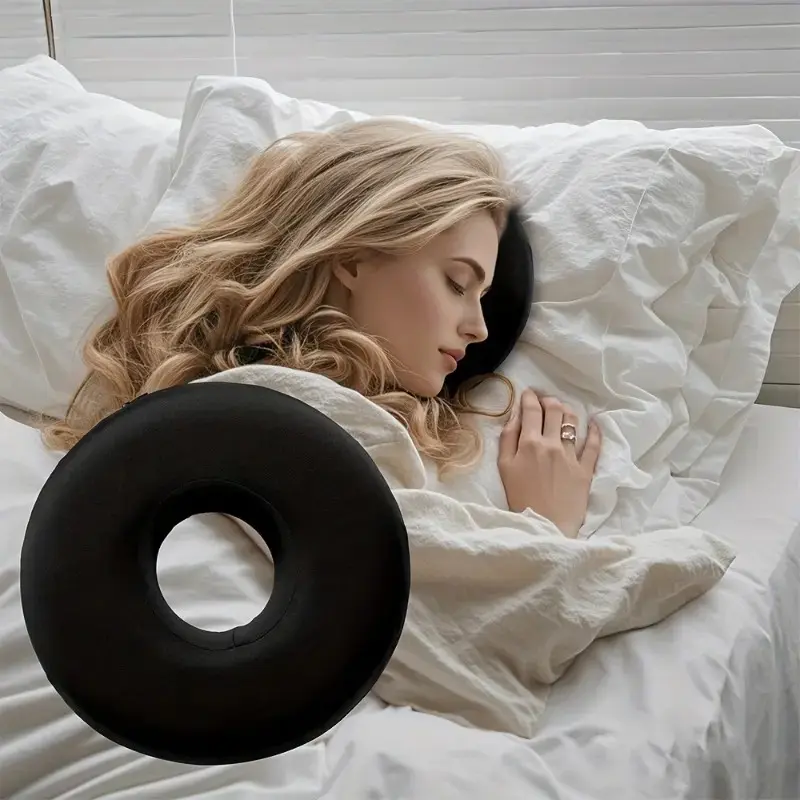 1 Ear Piercing Pillow - Donut-shaped Pillow with Ear Hole, Ear Protection Pillow, Head Pillow, Ergonomic Supportive Cushion, O-shaped Side Sleeping Pillow - Ideal for Side Sleepers and Nappers - Suitable for Office and Home Use