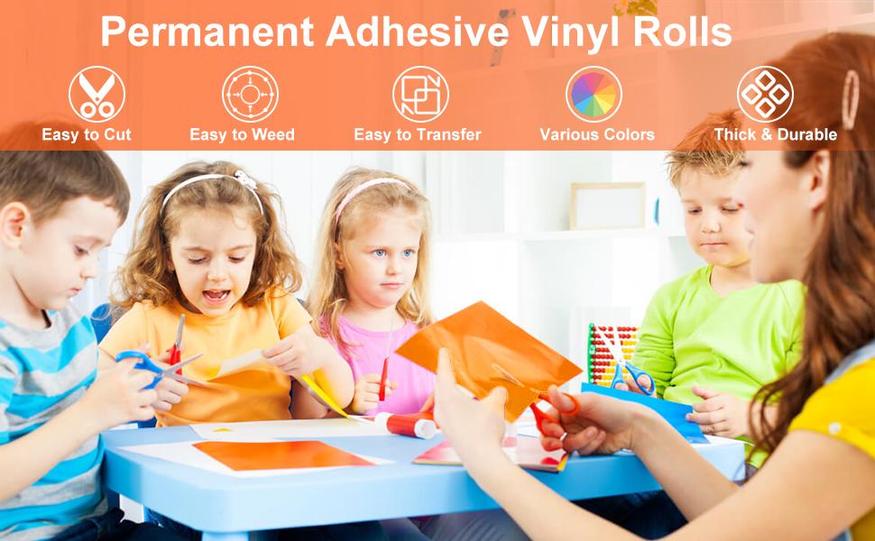 Orange Permanent Vinyl - 12"x11FT Orange Adhesive Vinyl Roll for All Cutting Machine, Permanent Outdoor Vinyl for Decor Sticker, Car Decal, Scrapbooking, Signs, Glossy & Waterproof