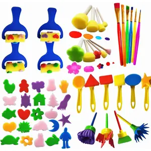 53 Pcs Paint Sponge Brush Sets, Kids Art Tool Kits, DIY Crafts Drawing Tools,Round Sponges,Color Randomlyfidget toys