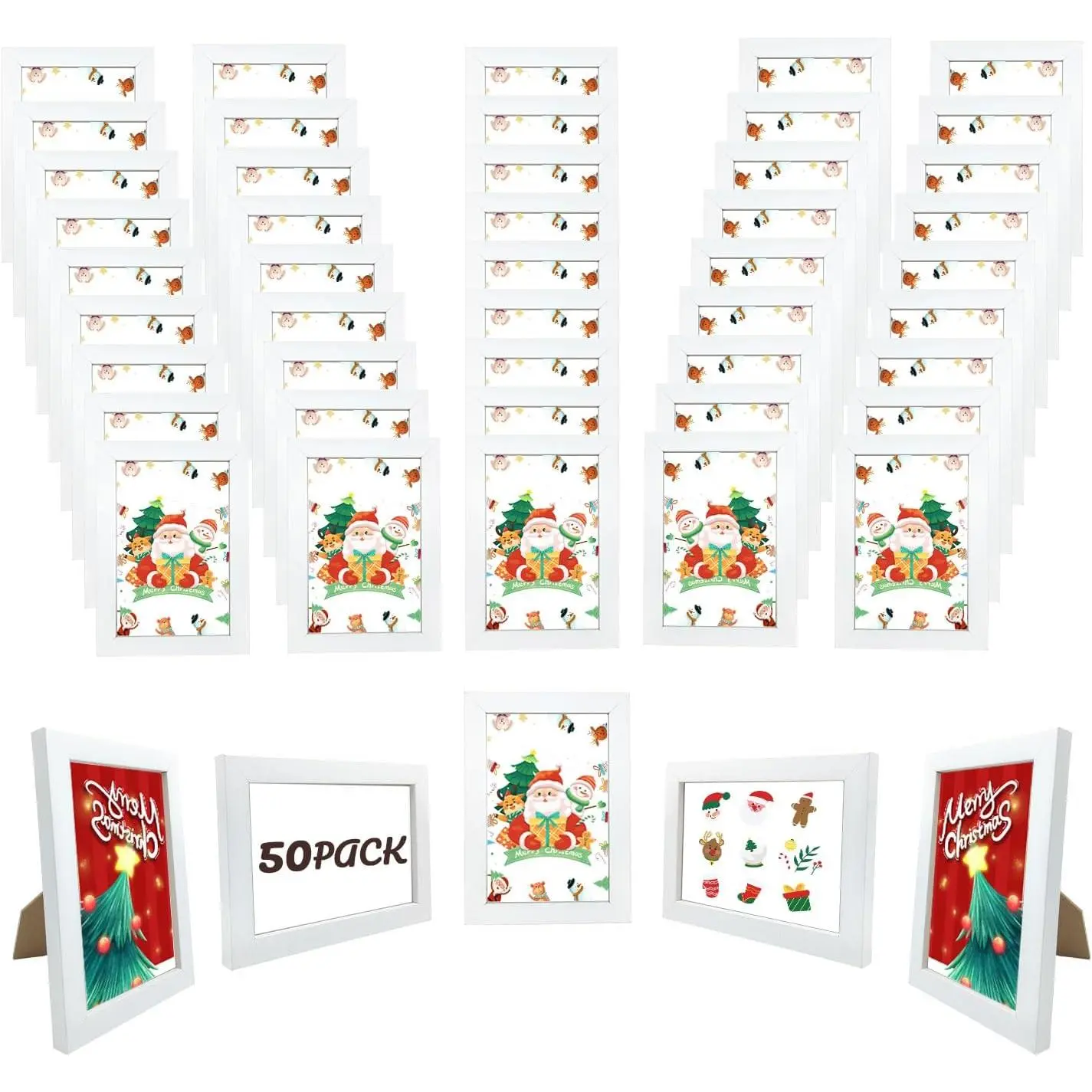 Set of 50 Bulk Picture Frames, Simple Multi Photo Frames for Wall Mounting or Tabletop, Fits 4"x6", White