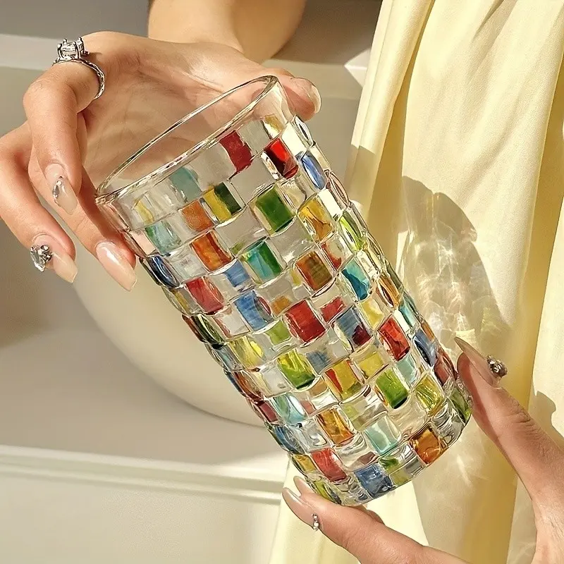Hand-Painted Glass Cups Set, Artistic Drinkware for Home Bar, High-Quality Handmade Glass, Decorative & Entertainment Glassware