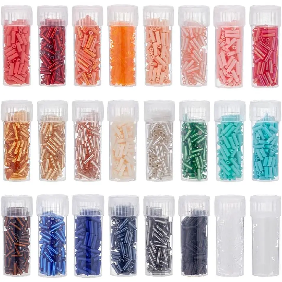 2159 count Bugle Beads 24 Color 6mm Glass Seed Beads Small Tube Bulk for  Making Accessory Supplies DIY Craft Necklace Bracelet Dangle Earring Ankle  Purse Charm