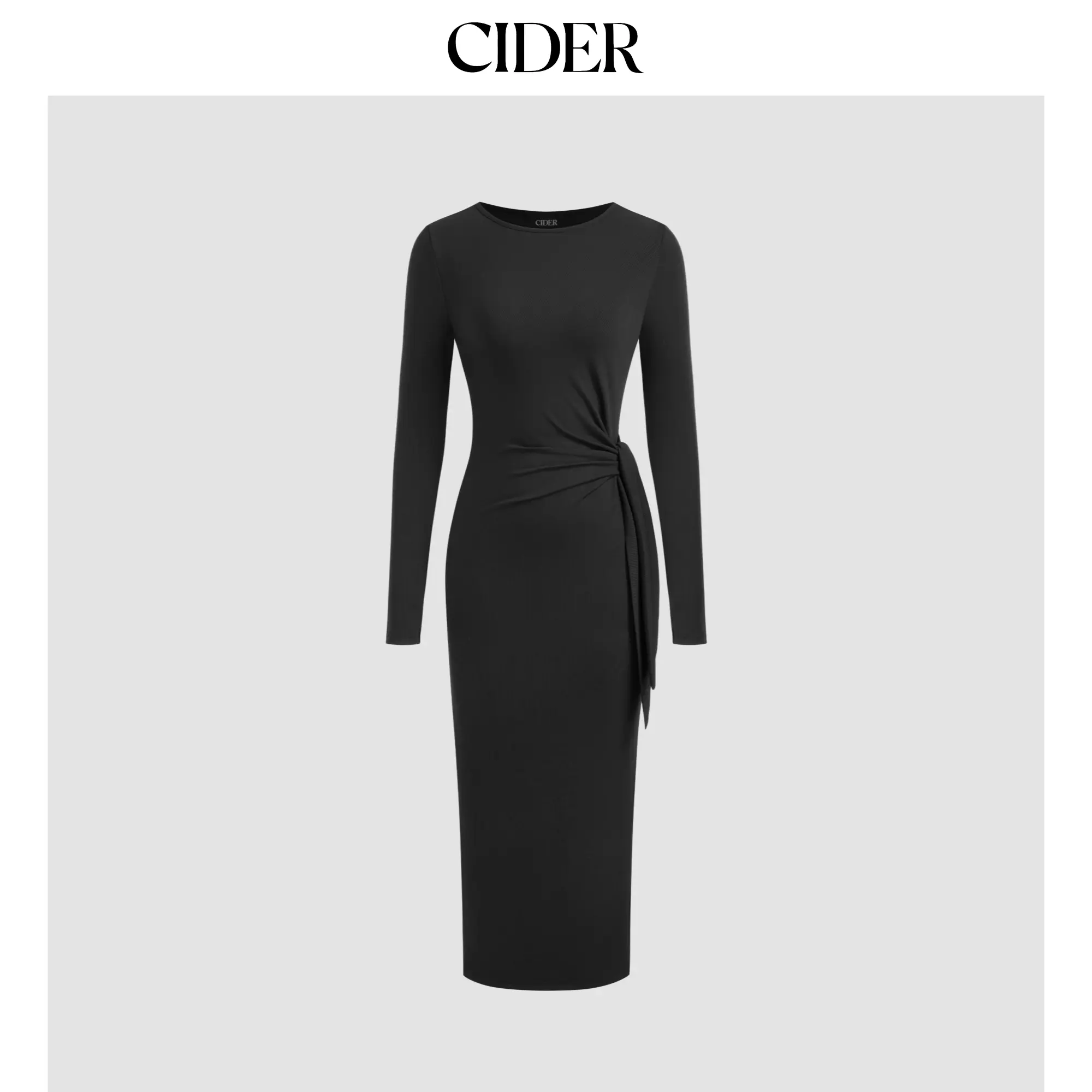 Cider [size 0-26] Round Neckline Solid Knotted Midi Dress SohoChic