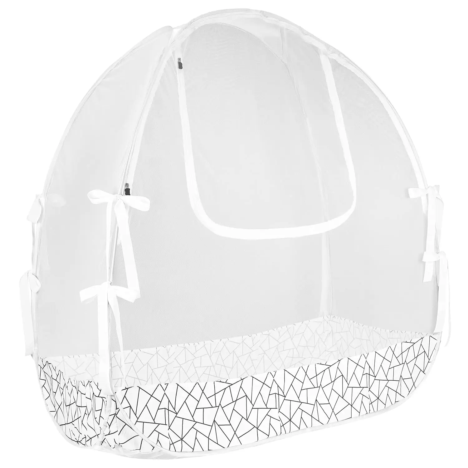 Baby Crib Tent Pop Up Breathable Crib Net Safety Enclosure Anti Climb Baby Crib Cover Auto Lock Zipper Easy Install Portable Crib Tent for Infant Toddler Safety Protection Fits Standard Cribs