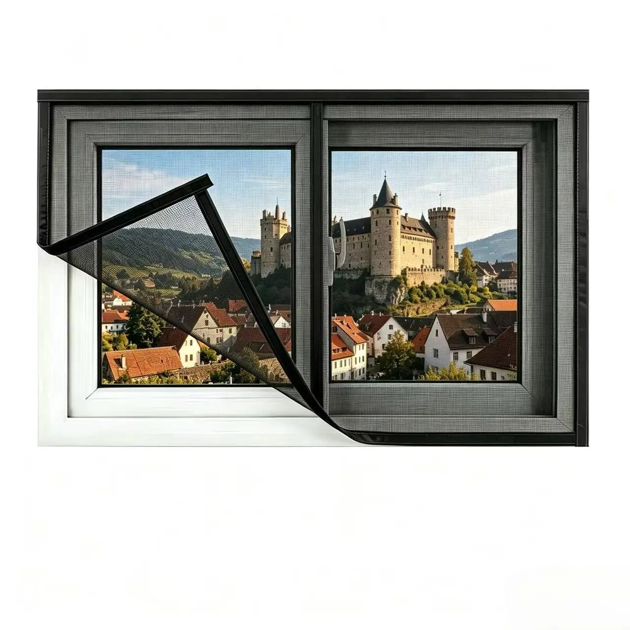No-Drill Self-Stick Window Screen, Reinforced Mesh, Easy Installation and Cleaning, Mosquito Net for Windows, Convenient Replacement
