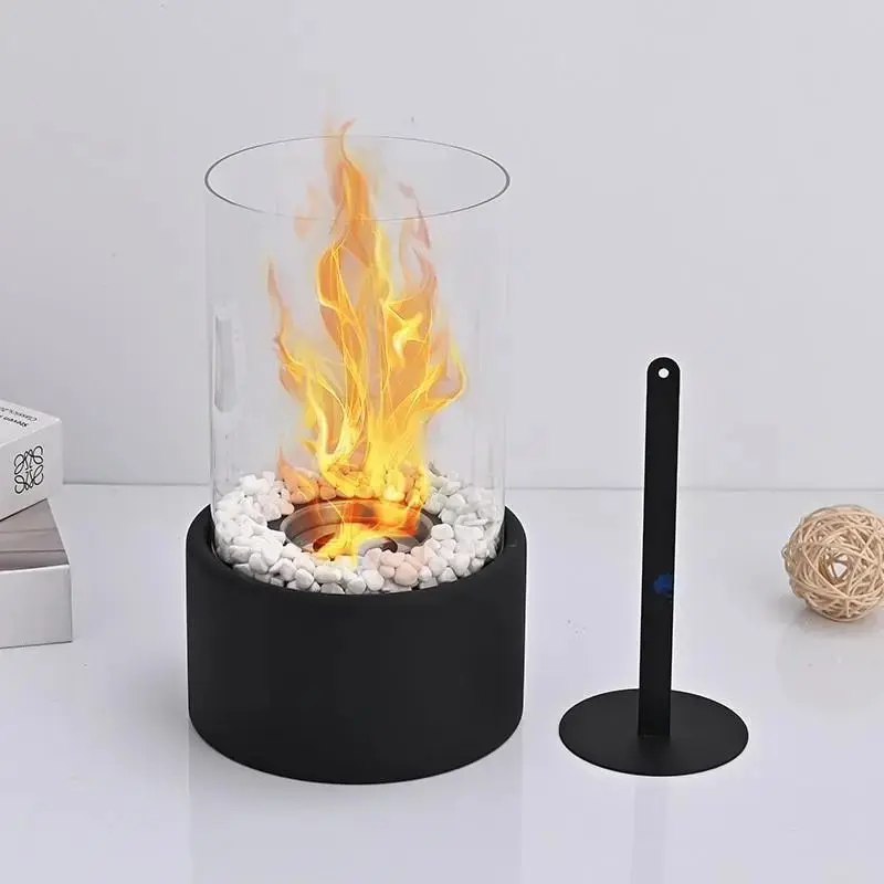 Portable Desktop Glass Alcohol Fireplace Lamp, Mini Indoor Ethanol Tabletop Fire Pit, Real Fire Decorative Fire Bowl for Home Bar Patio Cozy Ambiance Gift