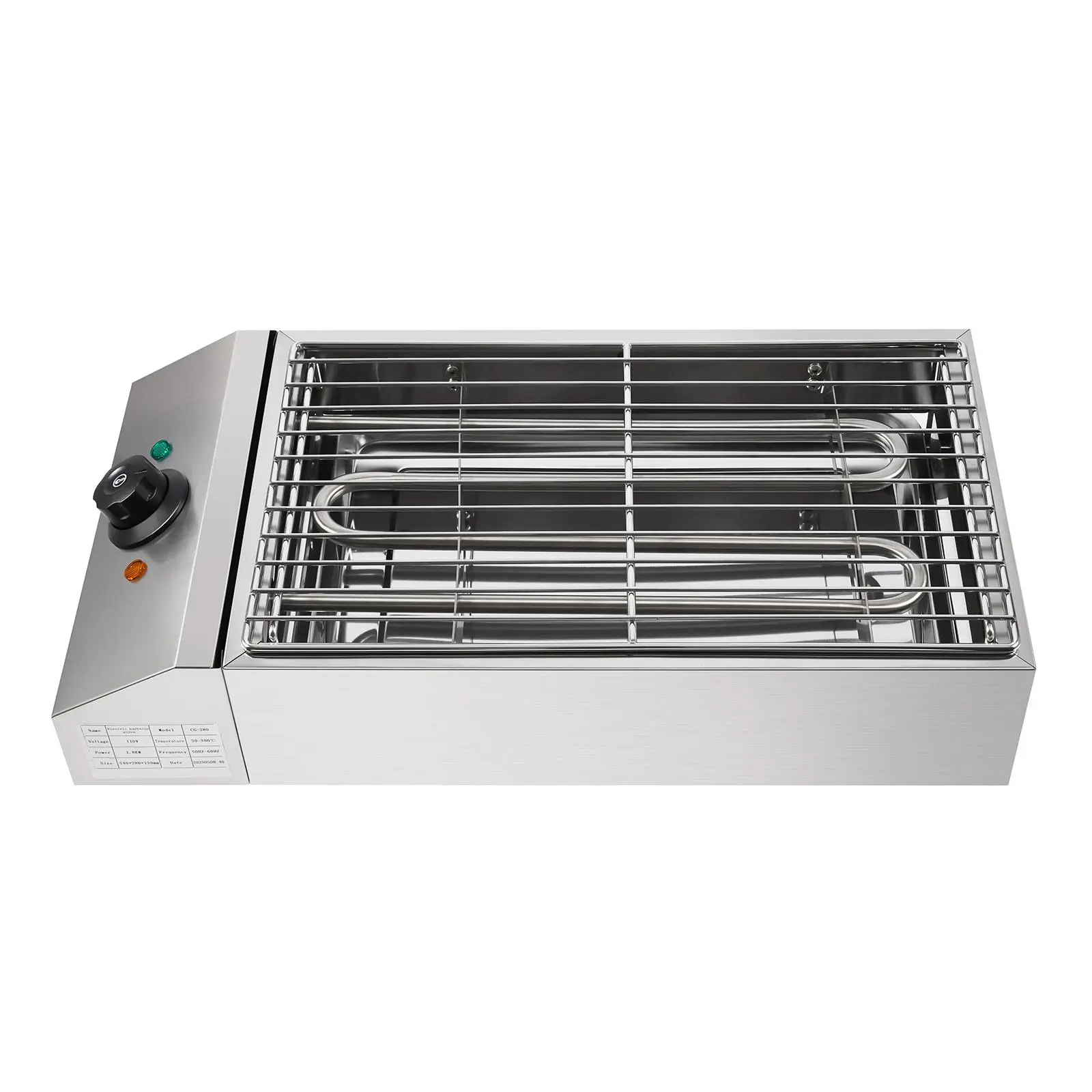 Stainless Steel Rectangular Indoor Outdoor Electric Grill - 1800W Power Sturdy Countertop Grill with Adjustable Temperature, Removable Rack, Lightweight & Portable for Family Gathering