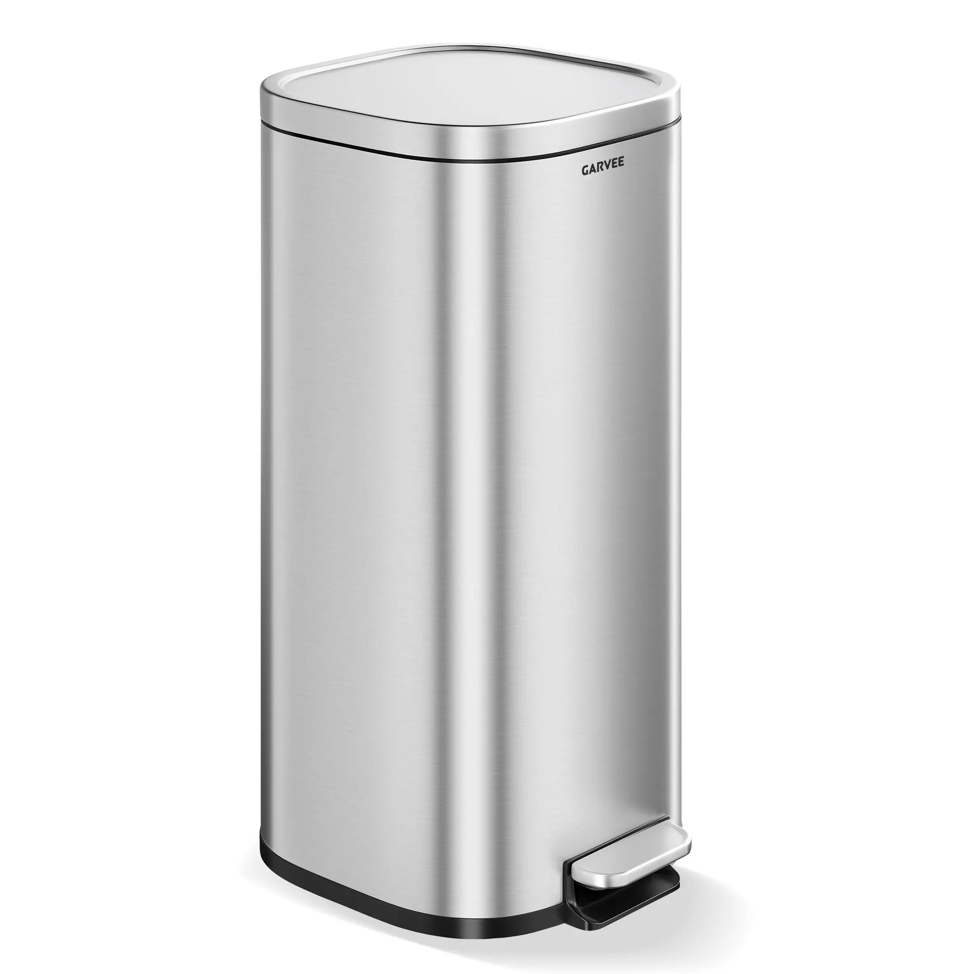 30L Stainless Steel Soft-Close Pedal Bin, Kitchen Trash Can with Thick Lid, Durable Household Waste & Recycling Bucket