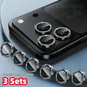 KAYKWONG'S 3-Pack Glitter Camera Lens Protector, Compatible with iPhone 17 Pro Max/17 Air/16 Pro/16E/15 Pro Max/14 Plus/13 Pro Max/12 Mini/11 Pro Max Models, 9h Hardness Anti-Scratch Film, Fashion Accessory