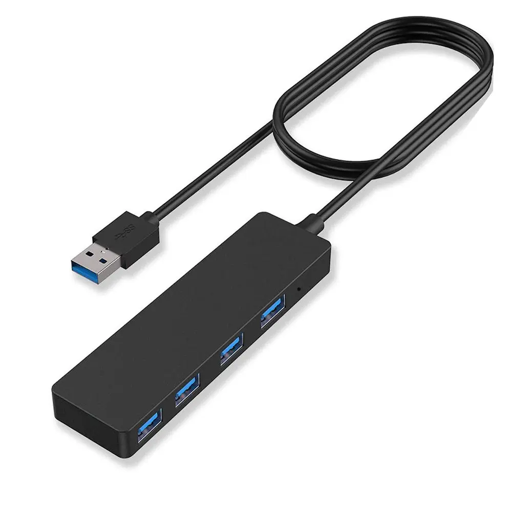 4 Ports USB 3.0 HUB, 5gbps High Speed Data Transfer, 1m Long Cable, Plug and Play, Portable Multiport Splitter Adapter for Laptop, PC, MAC, Ps5, Xbox