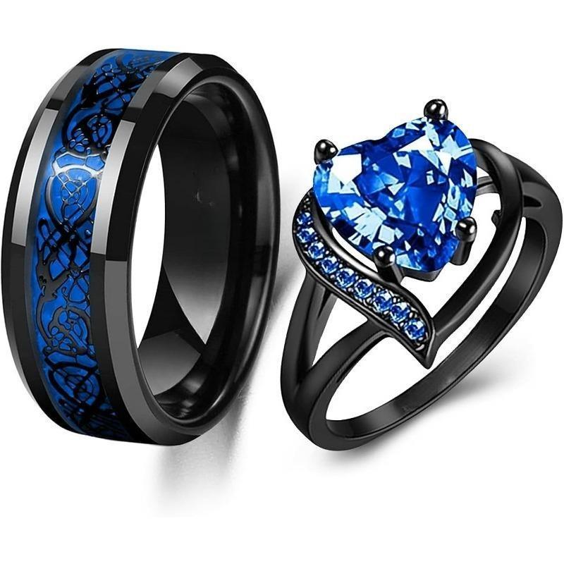 Gemstone-Style Fashion Ring – Men's & Women's Celtic Dragon Tungsten Ring (Sizes 6–11) – Polished Beveled Edges, Comfort Fit – Carbide Wedding & Promise Ring