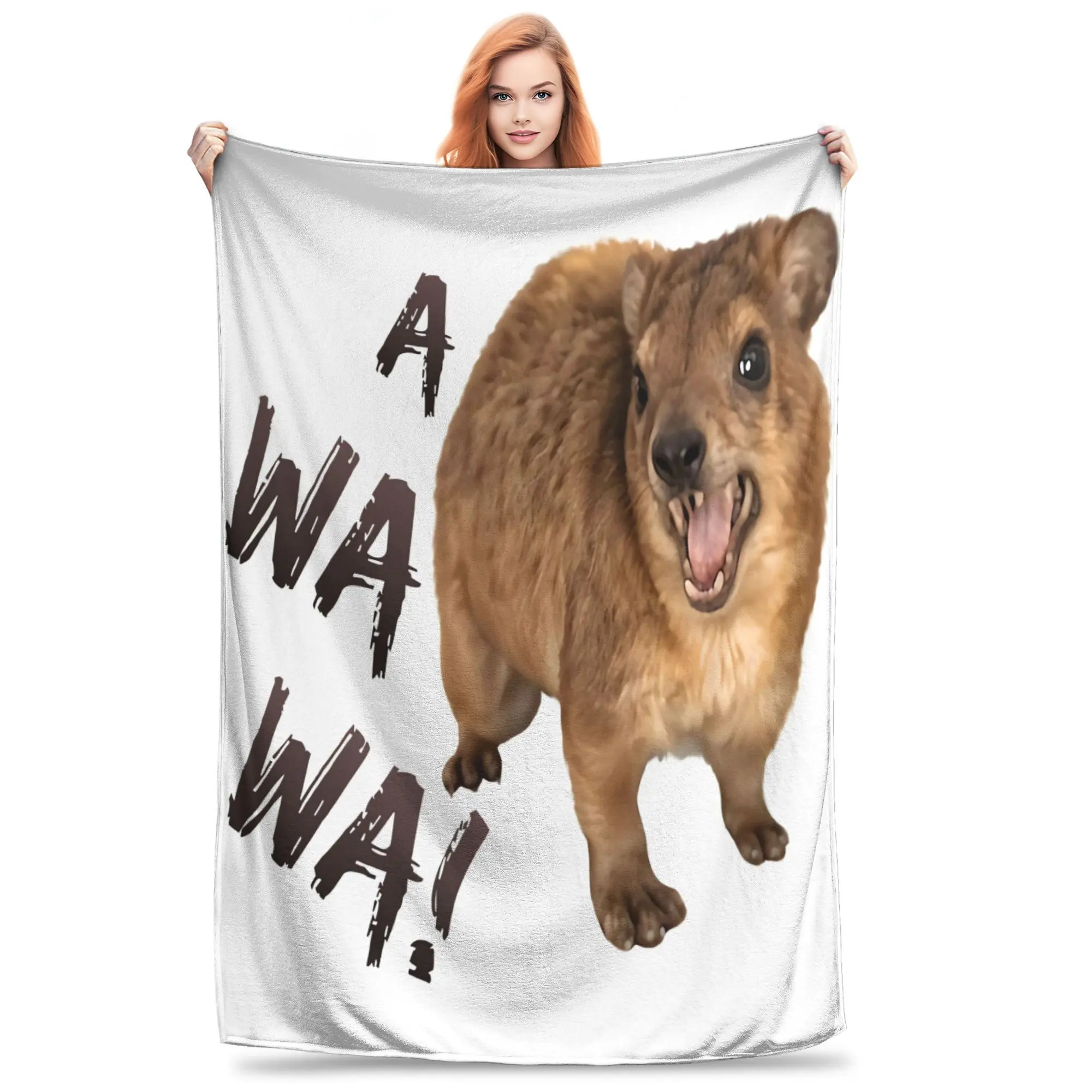 Angry Screaming Hyrax Meme Flannel Throw Blanket - Soft, Breathable, Machine Washable, All-Seasons Cozy Cover for Bedding, Sofa, Ideal Gift
