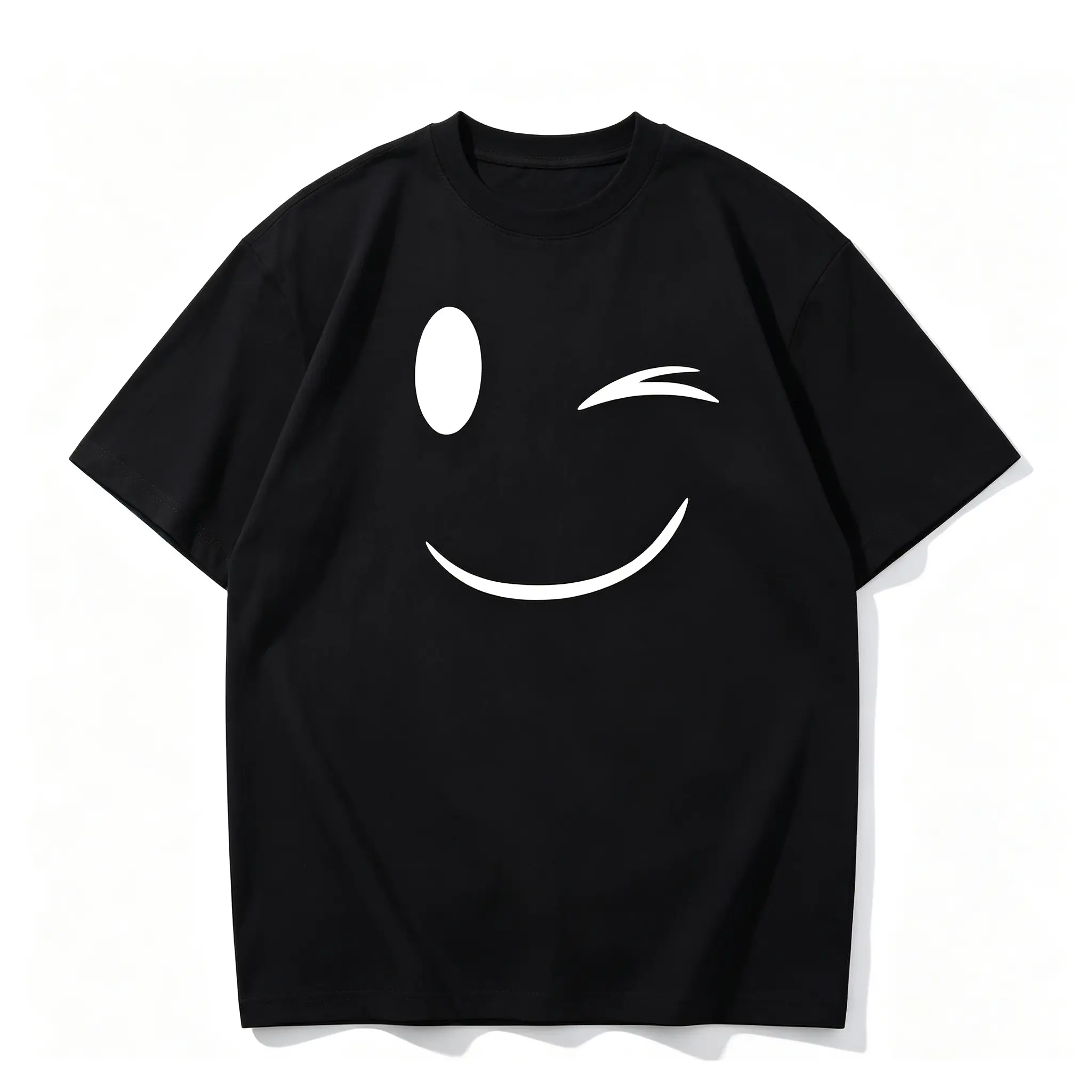 Smiley Face Printed T-Shirt for Men – 100% Cotton Summer Must-Have, Breathable Casual Short-Sleeve Crew Neck Top – Spread Good Vibes All Season Long
