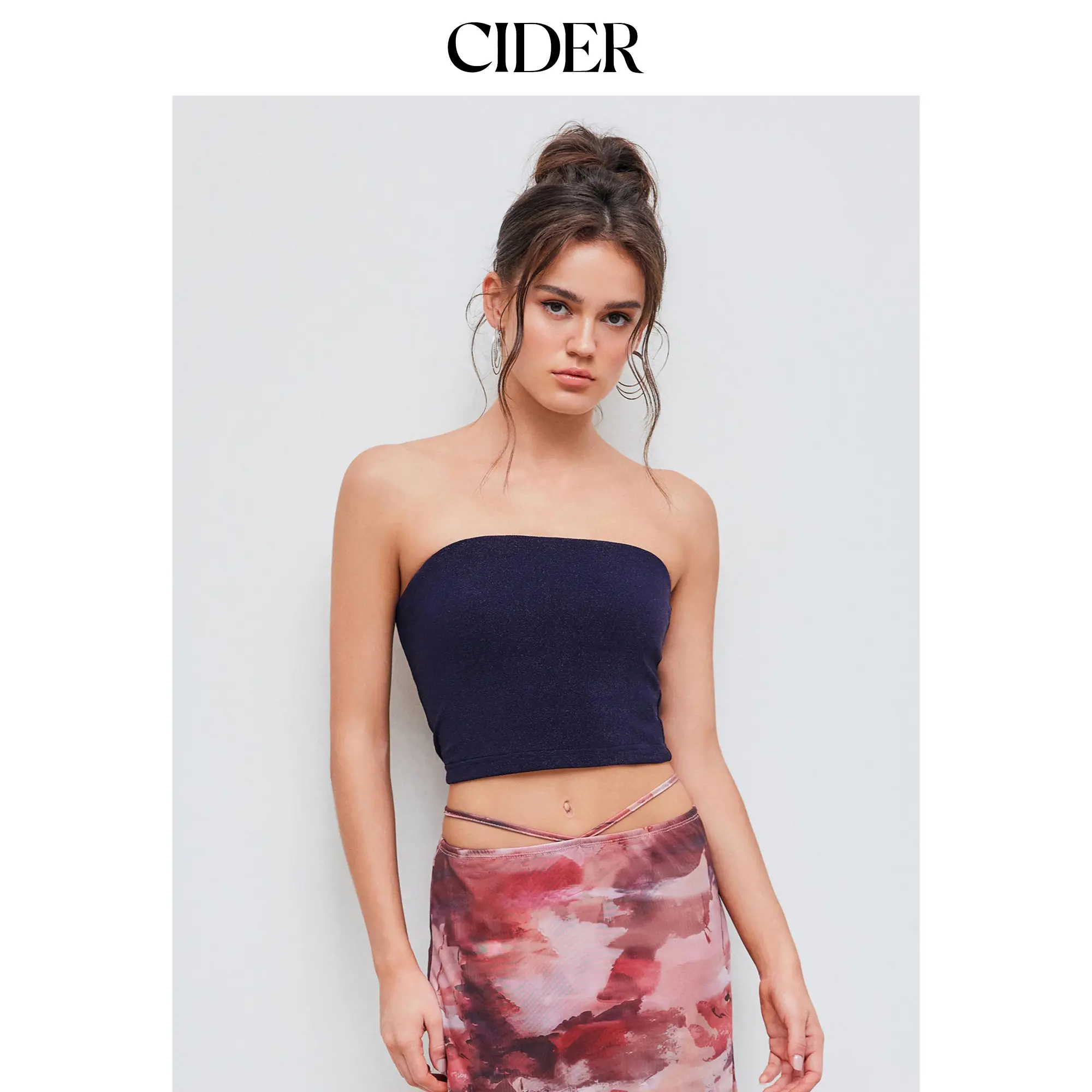Cider [size 2-10] Solid Glitter Crop Tube Top
