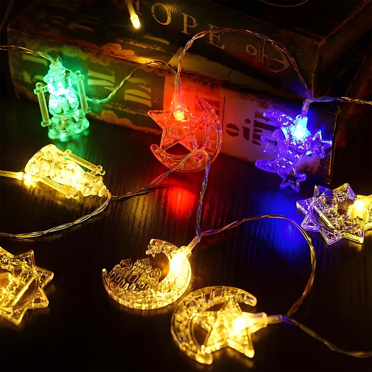 Ramadan LED Light String, 1 Set Battery Powered Colorful Decorative Light String, Room Decor, Decorative Light for Home Living Room Bedroom Party, Decorations