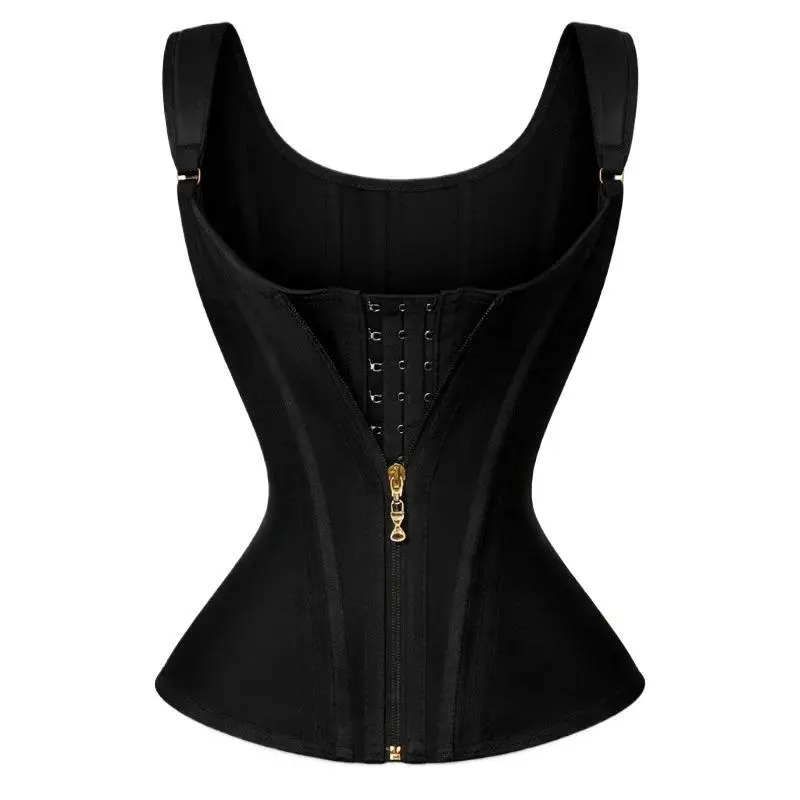 Tummy Control Corset Women 15 Steel Bone Body Shaper Zipper Waist Trainer Posture Corrector Back Support Tank Top