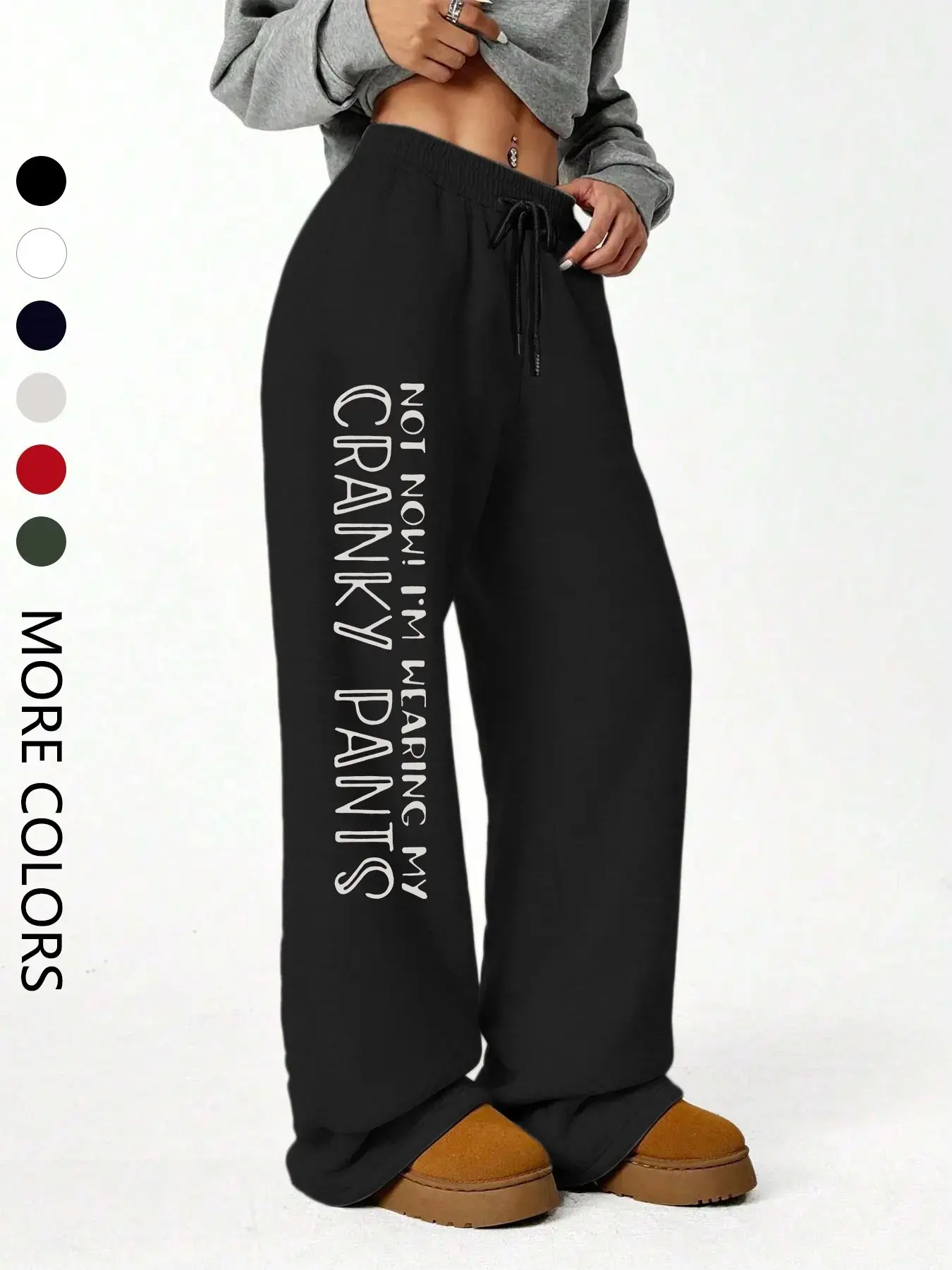 Women's Casual Jogger Pants, Fun Slogan Print, All Seasons Wear, Comfortable Daily, Versatile Long Pants for Spring & Fall, Baggy Jogging Pants