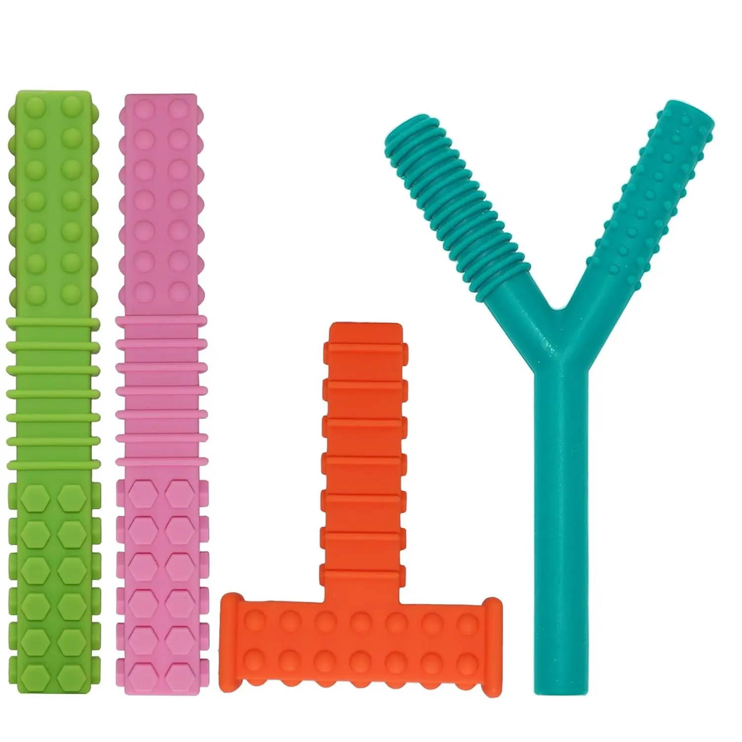 4 Pack Silicone Sensory Chew Toys for Autism, ADHD, SPD - Teething Sticks & Oral Motor Chewy Tools for Kids with Special Needs(Gift)
