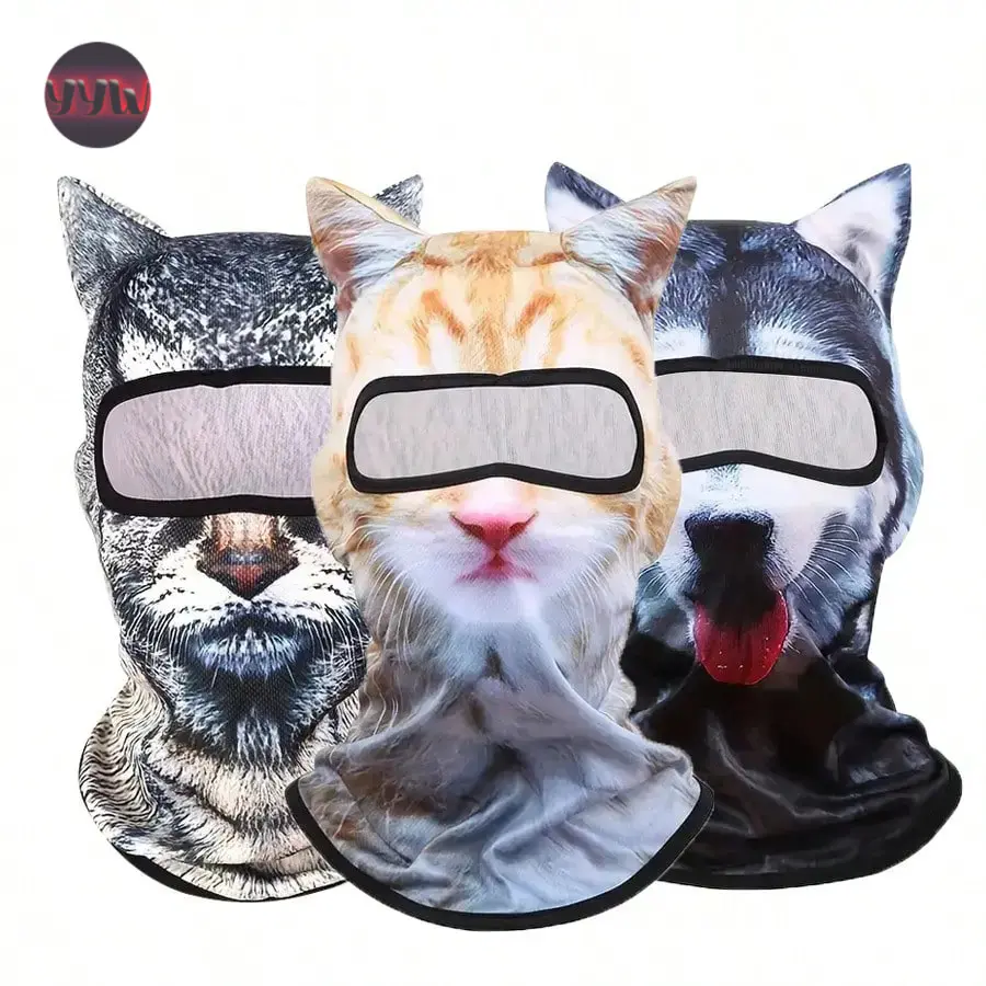 YYW1 4-Season Animal Head Outdoor Anti-UV Face Mask, 3D Digital Printing Ski Mask