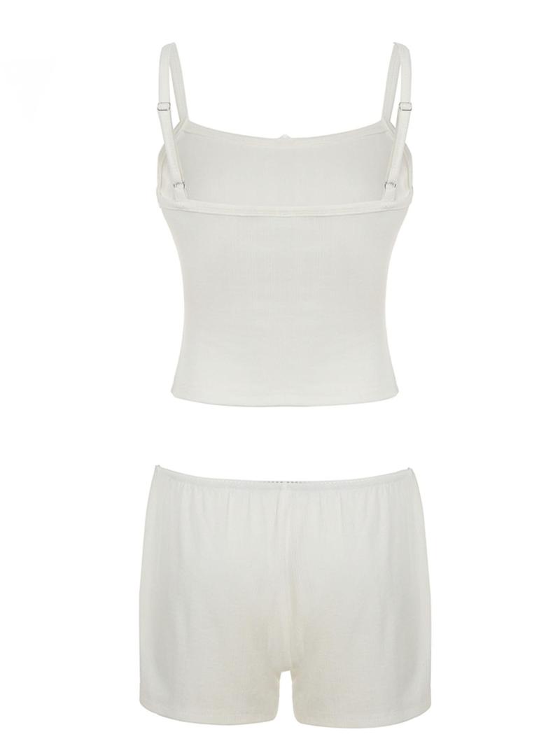 Women's Plain Cami Top & Shorts Two-piece Set, Casual Comfy Spaghetti Strap Camisole & Shorts Set, Ladies Clothes for Summer,  Two Piece Outfits for Women