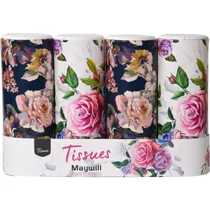 Facial Tissue Cylinder Holder with Cap, Travel Tissue Tubes Box Container, Suitable for Car Cup Holder (4 Pack, 200 Sheets)