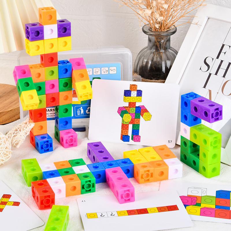 Colorful Cube Puzzle Toy, 60 Pcs/Set Intelligent Cube Puzzle with 30 Pcs Double-Sided Activity Cards, Logical Thinking Training Toy, Shape Recognition Puzzles #GLOBAL PICKS