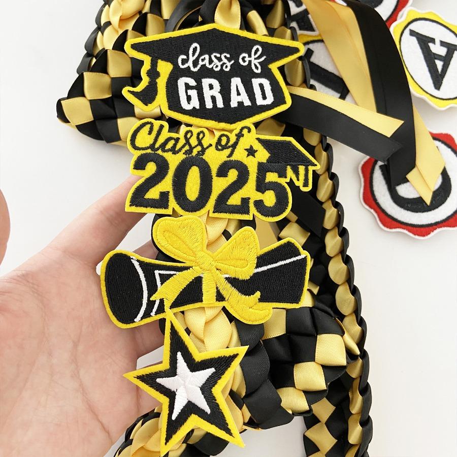 Graduation Leis Class of 2026 Grad Ribbon Double Braided Necklace with Graduation Cap 2026 GRAD Patches Handmade Leis Grad Gifts for Graduates Senior College Students Daughter Couples for Graduation Ceremony Party Celebration with Honor Rope Set