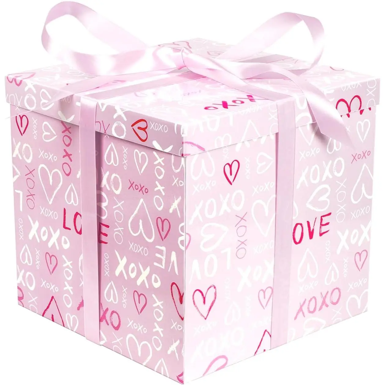 Large  Valentine's Day  Box with , Ribbons and Shredded Paper Fill,Suitable for Anniversaries and Valentine's Day, Wedding, Birthday, Party ,11.8" x11.8"x10.6"