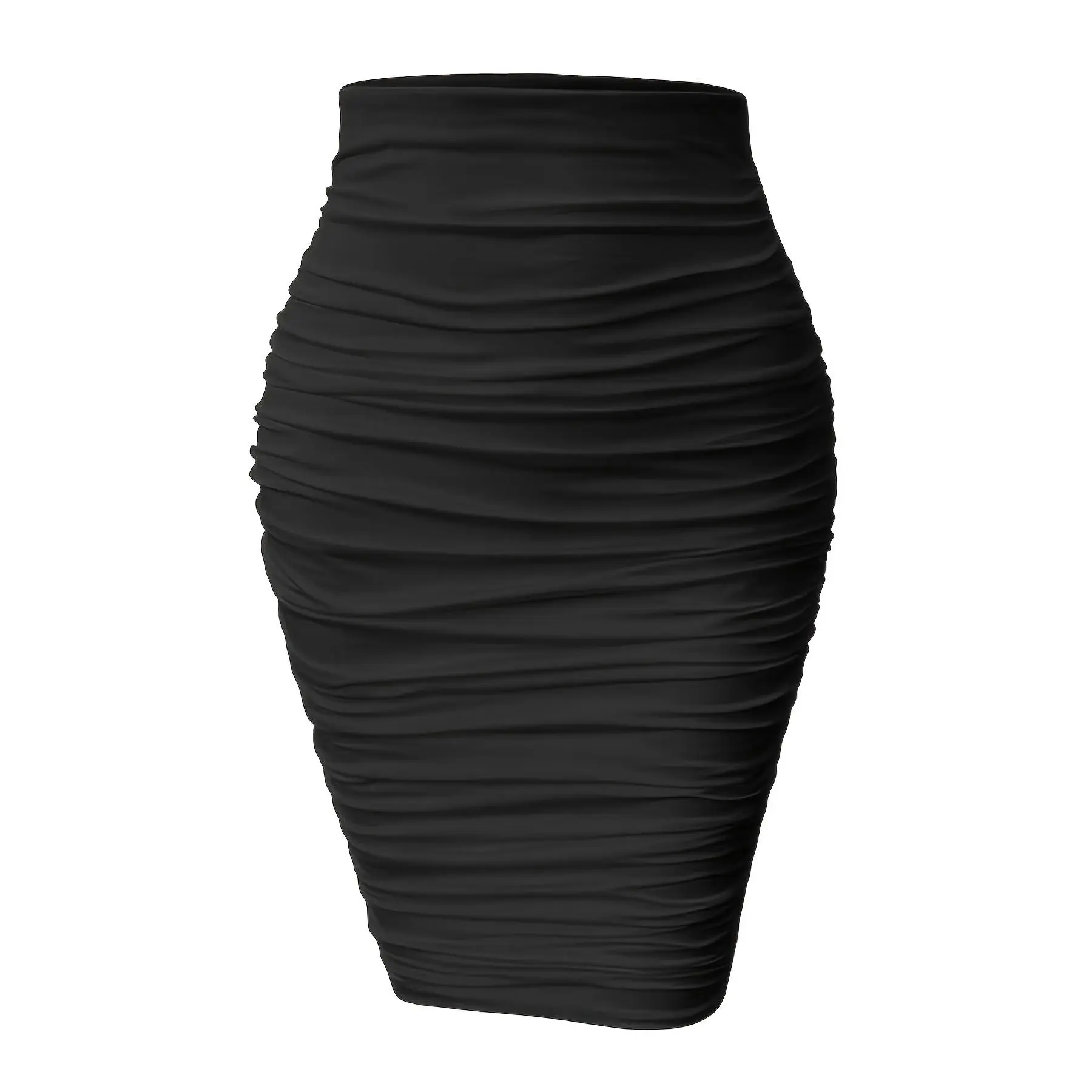 Ladies Stretch Pencil Mini Skirt, Ruched Detail Bodycon Design, Chic Sexy Bottom For Daily Travel Beach And Party Outfit