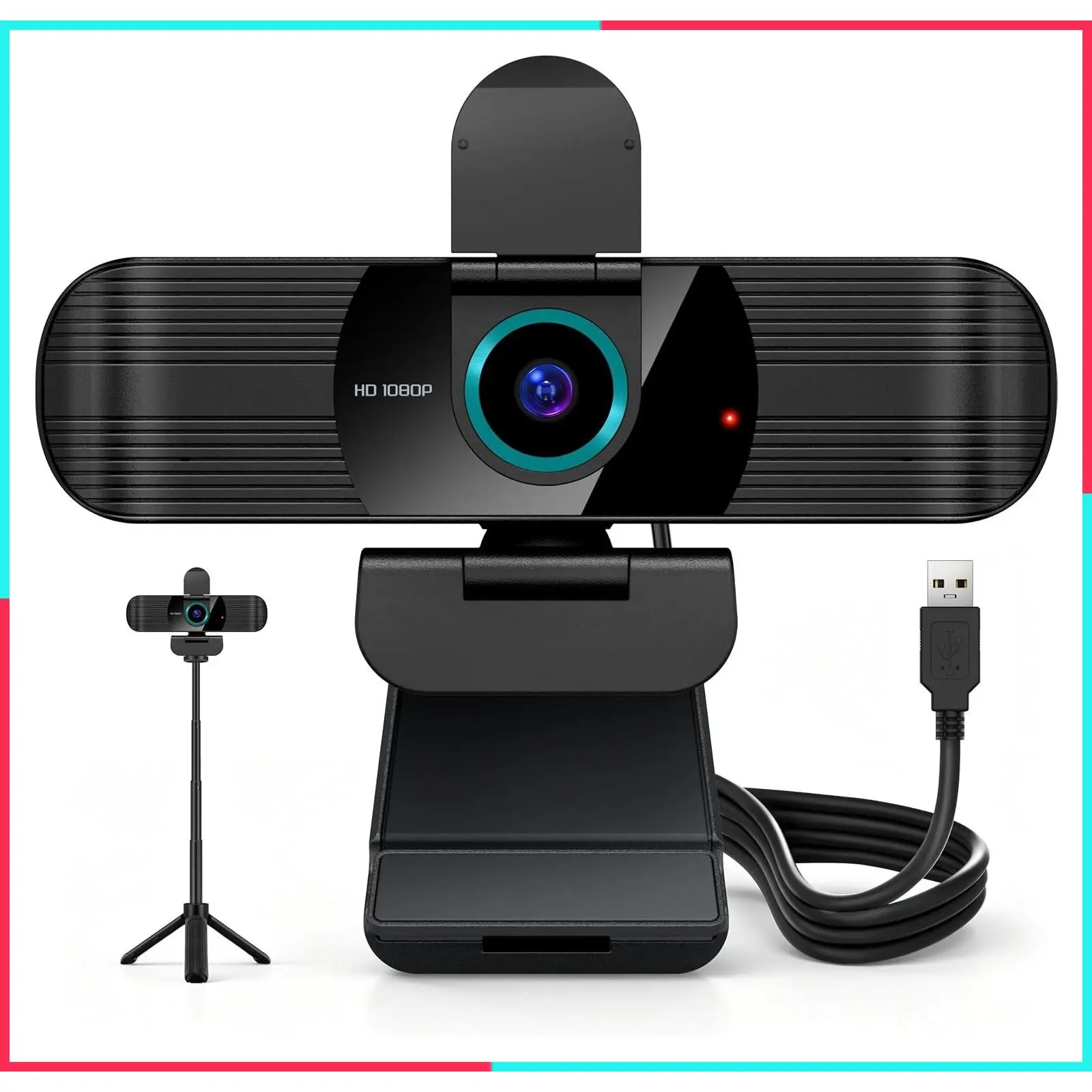 Pro HD 1080p/30fps Webcam with Tripod, External USB Camera for PC/Laptop