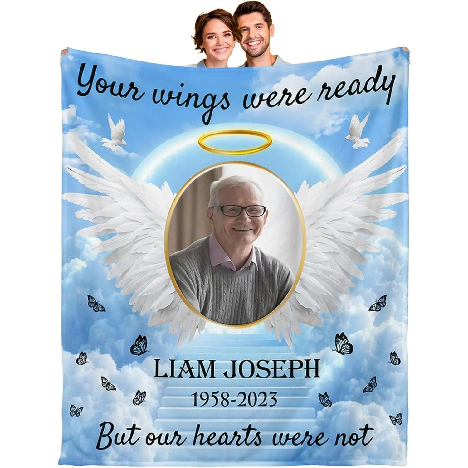 Personalized Memorial Photo Blanket - USA-Printed Sympathy Gift for Grieving Family or Pet Lovers