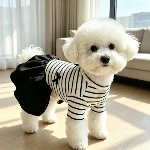 1PC Cute Striped Bow Pet Dog Dress Puppy Clothes Summer Spring Sweet Puppy Skirt for Small Dogs Teddy Bichon Frise 3 Colors