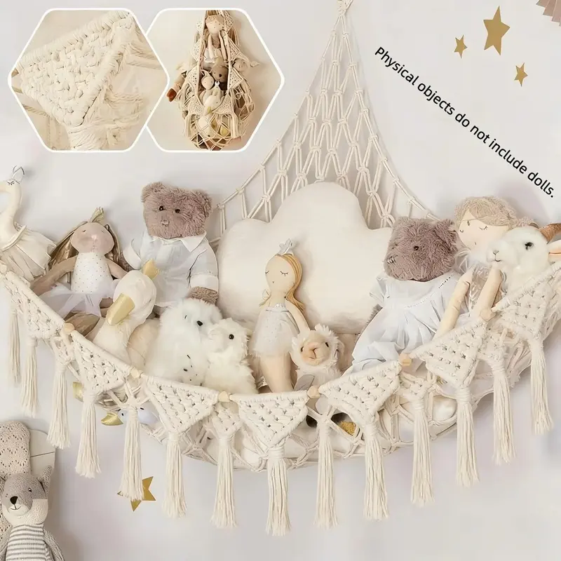 1pcs oversized mesh hammock for storing plush toys, stored indoors, suitable for items of all sizes.