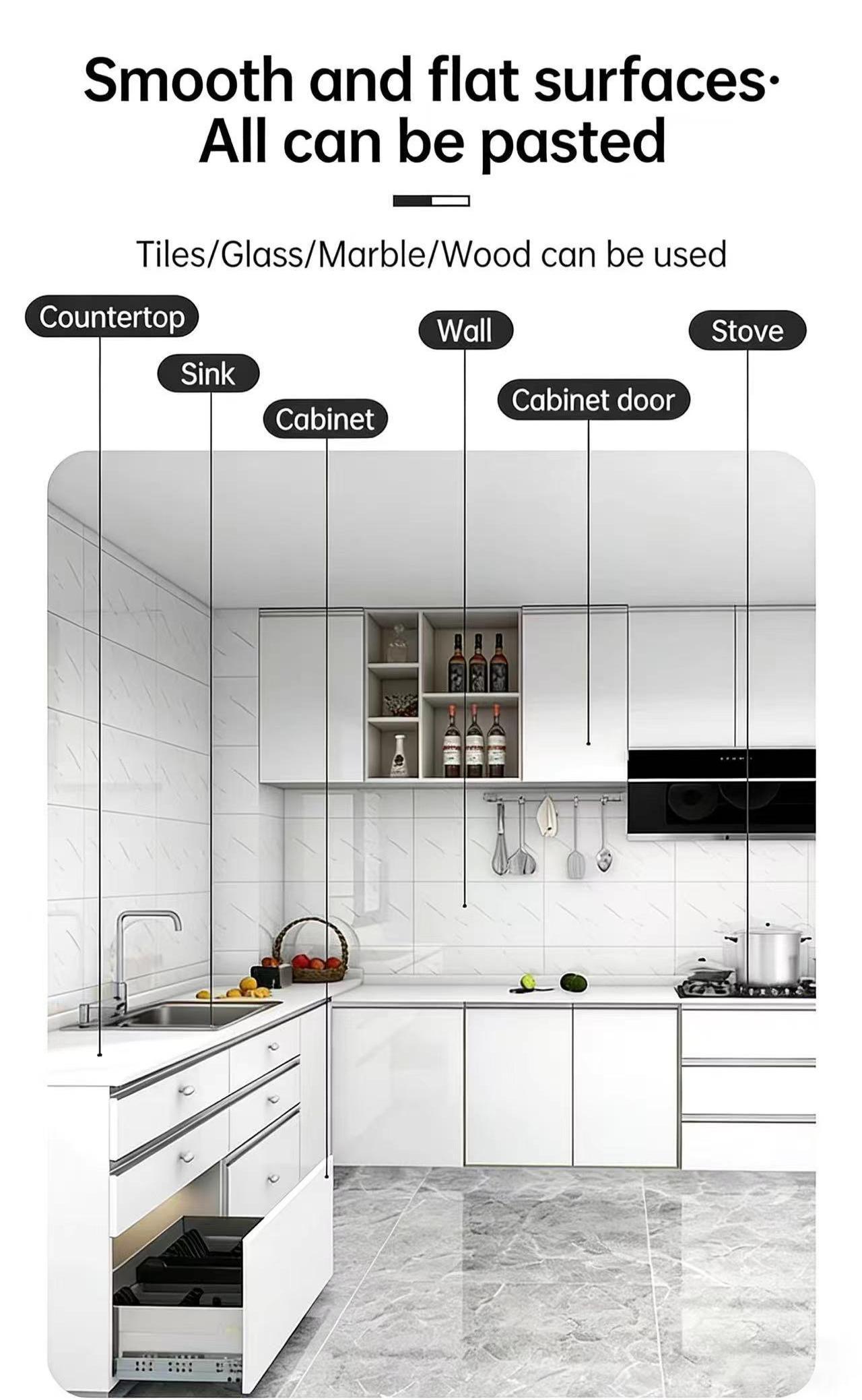 Thickened kitchen oil-proof stickers, high temperature resistant, waterproof and moisture-proof, suitable for kitchen cabinets, wallpaper, stovetops, and countertops. (Aluminum foil paper)