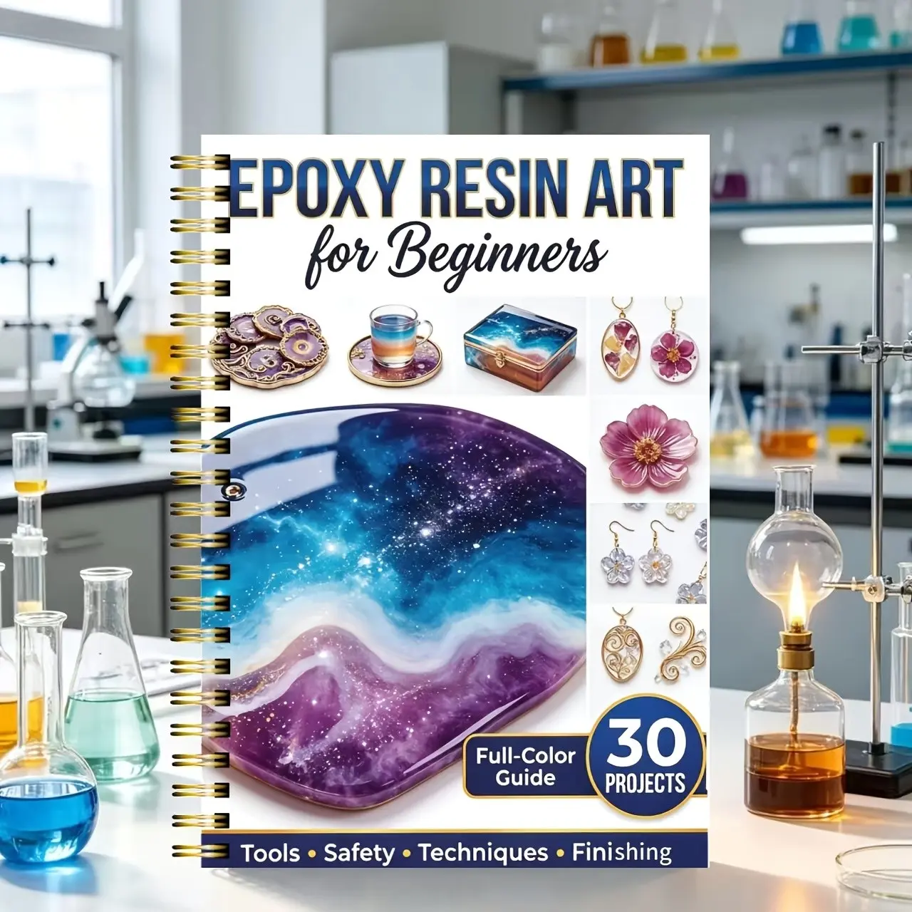 Epoxy Resin Art Handbook: Step-by-Step Guide with 30 Beginner Projects - Complete Manual from Zero to Mastery for Blending/Curing Techniques, Color Scheming, Glitter and Molding - DIY Crafts, Resin Projects, Demoulding Tutorials