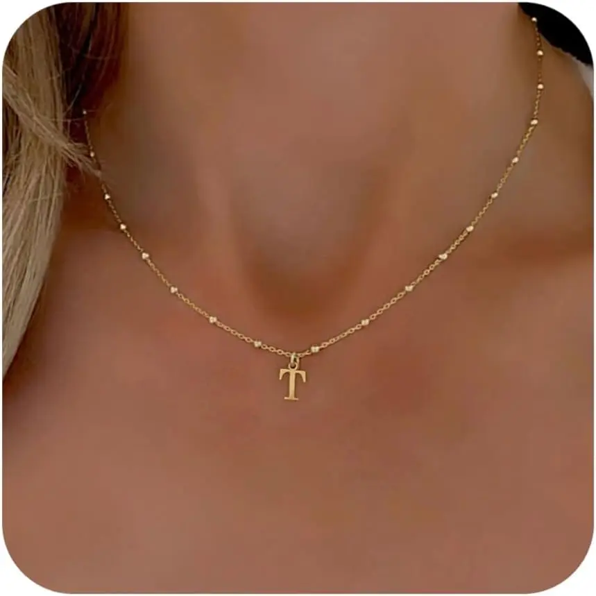 Initial Necklaces for Women, Dainty A-Z Pendant Letter Charm Necklace Personalized Name Necklaces for Women Trendy Jewelry Gift
